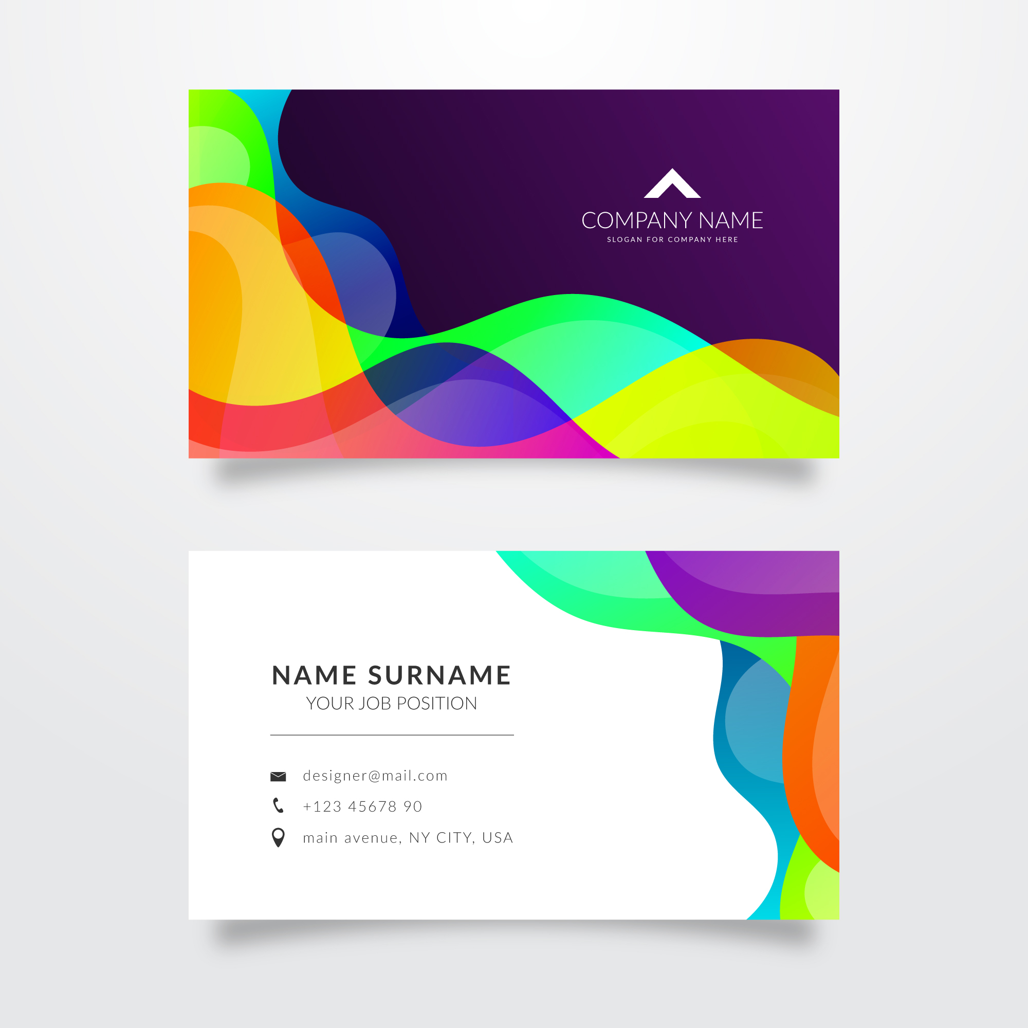 coloured web template business card