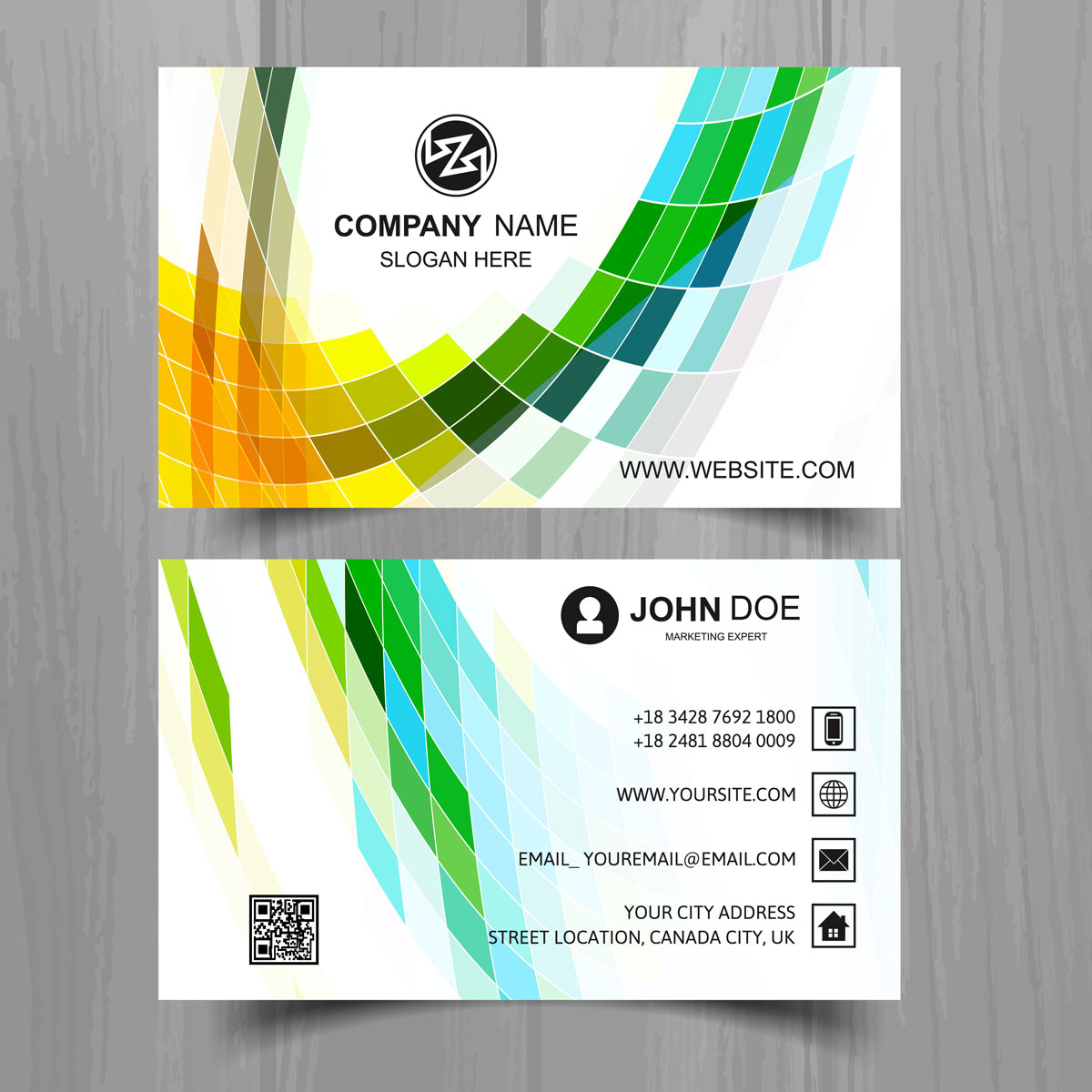 Colourful Business card with square