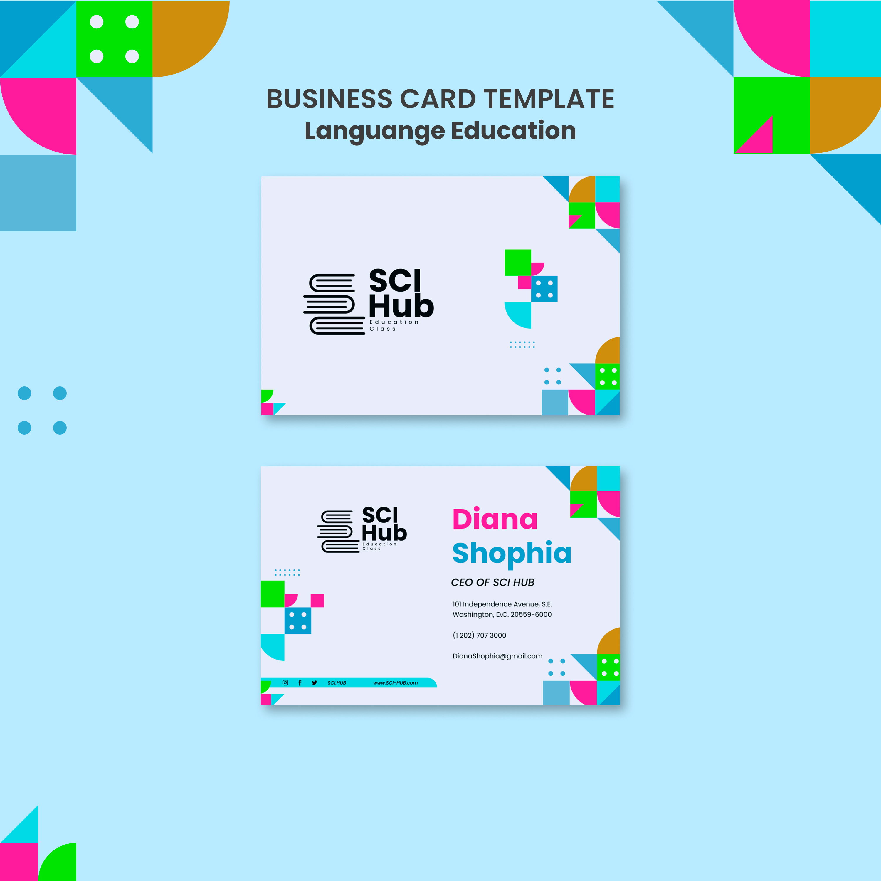 language learning business card